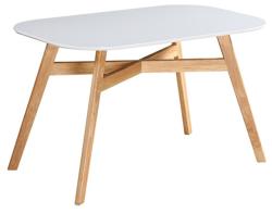 TEMPO KONDELA Étkezőasztal, fehér/természetes fa, 120x80 cm, CYRUS 2 NEW - mindigbutor