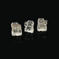 Pisica Neko din Cuart Alb - 19-21 x 15-16 x 10-12 mm - 1 Buc