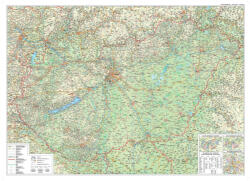 Keretre kifeszített Magyarország vászon térkép - autós, Magyarország vászonkép, Magyarország közlekedési falitérkép
