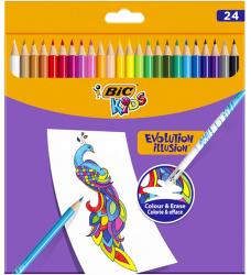 BIC Creioane colorate cu radiera 24 culori Bic Evolution Illusion (987869)