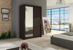 Expedo Dulap dormitor cu uși glisante FLORIA VI cu oglindă, 120x200x58, ciocolata Garderoba