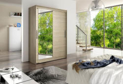 Expedo Dulap dormitor cu uşi glisante STAWEN VI cu oglindă, 150x200x58, Sonoma Garderoba