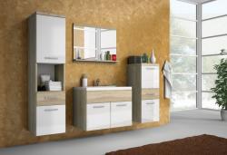 Expedo Set mobilier baie LABA cu lavor, sonoma/alb luciu