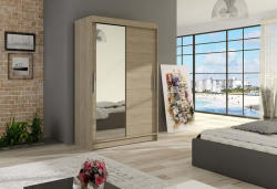 Expedo Dulap dormitor cu uși glisante FLORIA VI cu oglindă, 120x200x58, Sonoma Garderoba