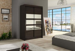 Expedo Dulap dormitor cu uși glisante FLORIA V cu oglindă, 120x200x58, ciocolata