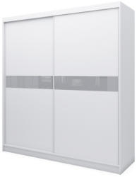 Expedo Dulap cu uși glisante ALEXA, alb/sticlă gri, 200x216x61 Garderoba