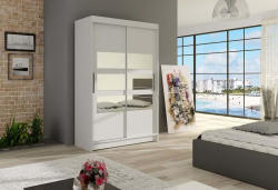 Expedo Dulap dormitor cu uşi glisante FLORIA V cu oglindă, 120x200x58, alb mat
