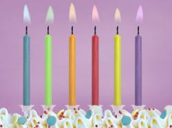 PartyDeco Lumânări zi de naştere cu flacără colorată 6 buc