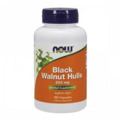 NOW Fulgi de nuc negru 500 mg. - Hulls Black Wallnut - 100 capsule - ACUM ALIMENTE, NF4606