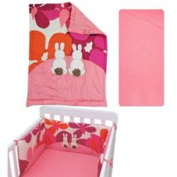 smarTrike Set de paturi din 3 părți pentru pătuț de copii Joy line, toTs, iepurași roz, 011211 Lenjerii de pat bebelusi‎, patura bebelusi