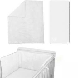 smarTrike Set de lenjerie de pat din 3 părți pentru pătuț pentru copii linie clasică, pete, flori albe, 011215
