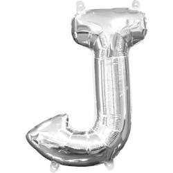 Amscan Mini balon din folie litera J 33 cm argintiu