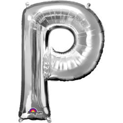Amscan Mini balon din folie litera P 33 cm argintiu
