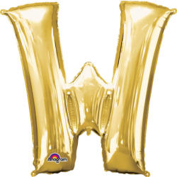 Amscan Mini balon din folie litera W 33 cm auriu