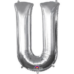 Amscan Mini balon din folie litera U 33 cm argintiu