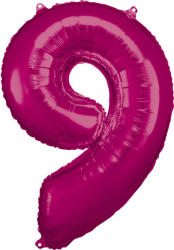 Amscan Balon din folie cifra aniversară 9 roz