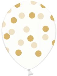 PartyDeco Balon transparent cu buline aurii