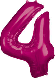 Amscan Balon din folie cifra 4 aniversară roz 86 cm
