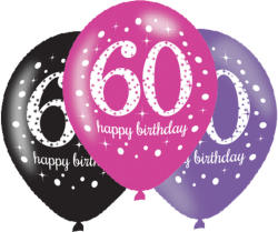 Amscan Baloane din latex cu cifră de aniversare 60 - petrecere roz 6 buc