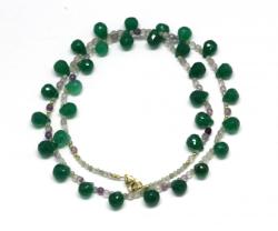  Colier Onix Verde cu Fluorit Rotund Briolete Fatetate - 5-7 x 7-8 mm - Accesorii GF