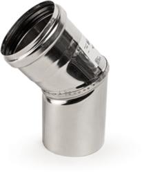 Inoxterm 45°-os rozsdamentes füstcső könyök - fémszínű (Ø80 mm)