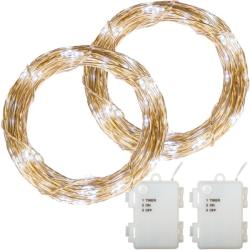 Voltronic LED lánc 2x 200 LED Hideg fehér + elem (30010297)