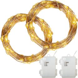 Voltronic LED lánc 2x 100 LED Meleg fehér + elem - kokiskashop