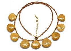  Colier Jasp Camila cu Granat Disc Briolete Fatetate - 16-20 x 16-20 mm - Accesorii Gold Filled