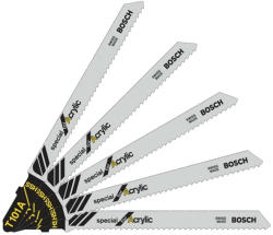 Bosch PRO Plastics PC clean T101A szúrófűrészlap, 100 mm, 5 db, műanyag, akril, polikarbonát (2608631010) - hardtools