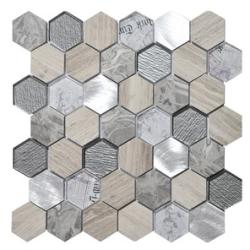 INTERMATEX Mozaic gri din sticla marmura si aluminiu Tour Grey 30x30 cm (IMTX-Tour Grey)
