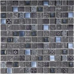 INTERMATEX Mozaic gri antracit din sticla rasina si travertin Imperium Graphite 30x30 cm (IMTX-Imperium Graphite)