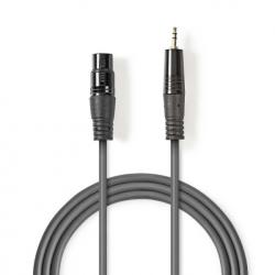 Nedis Cablu audio balansat XLR 3 pini la jack stereo 3.5mm M-T 1m, COTH15320GY10 (COTH15320GY10)