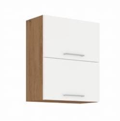 TEMPO KONDELA Cabinet superior, stejar Lancelot/alb extra lucios HG, VEGA 60 GU-72 2F
