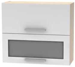 TEMPO KONDELA Cabinet superior batant cu sticlă 2DV, stejar sonoma/alb, NOVA PLUS NOPL-016-OH