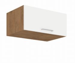 TEMPO KONDELA Cabinet superior, stejar Lancelot/alb extra lucios HG, VEGA 80 NAGU-36 1F