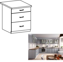 TEMPO KONDELA Cabinet inferior cu sertare, gri mat/alb, LAYLA D60S3