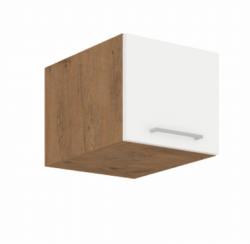 TEMPO KONDELA Cabinet superior, stejar Lancelot/alb extra lucios HG, VEGA 40 NAGU-36 1F