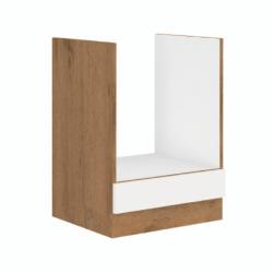 TEMPO KONDELA Cabinet inferior, alb extra lucios HG/stejar Lancelot, VEGA D60 GAZ BB