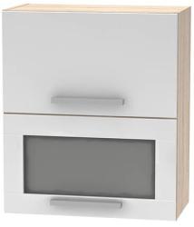 TEMPO KONDELA Cabinet superior batant cu sticlă 2DV, stejar sonoma/alb, NOVA PLUS NOPL-009-OH