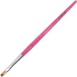 NANI Pensulă NANI pentru gel, limbă de pisică, mărimea 4 - Glitter Pink