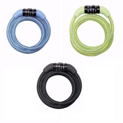MasterLock Antifurt Master Lock cablu spiralat cu cifru 1.20m x 8mm - diverse culori