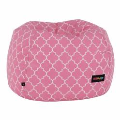 TEMPO KONDELA Fotoliu tip sac, roz/alb cu model, GOMBY