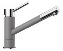 BLANCO KANO SILGRANIT®-Look kétszínű HD / alumetál-króm színű álló rozsdamentes magasnyomású konyhai csaptelep, magas, 360 fokban elfordítható kifolyóval, 525029 (525029)