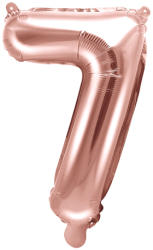 PartyDeco Balon din folie Mini - Cifra 7 auriu-roze 35cm