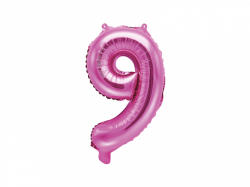PartyDeco Balon din folie Mini - Cifra 9 roz 35cm