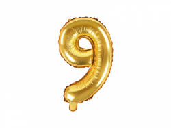 PartyDeco Balon din folie Mini - Cifra 9 auriu 35cm