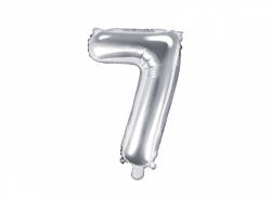 PartyDeco Balon din folie Mini - Cifra 7 argintiu 35cm