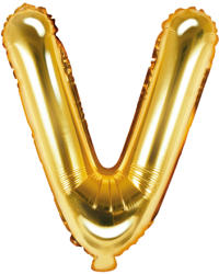 PartyDeco Balon din folie Mini - Litera V 35 cm auriu
