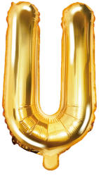 PartyDeco Balon din folie Mini - Litera U 35 cm auriu