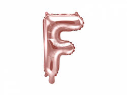 PartyDeco Balon din folie Mini - Litera F 35 cm auriu-roze